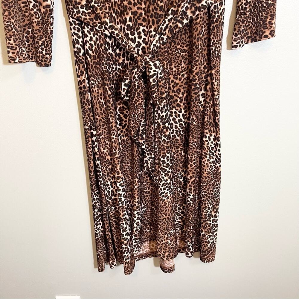 K & Company Women's Animal Print Ruched V-Neck Tie Waist Dress Size 16 - Picture 11 of 11